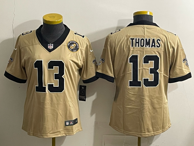 Youth 2025 New Orleans Saints #13 Thomas golden Limited NFL Jersey style 08->youth nfl jersey->Youth Jersey